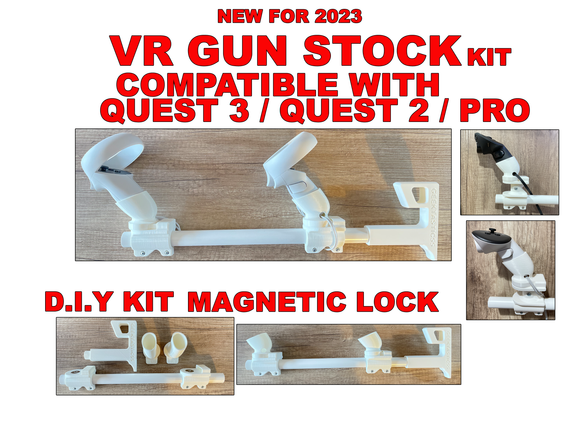 VR Gun Stock fits Oculus Quest 2 / quest 3  or Meta Quest Pro controllers. Onward Gun Stock.  DIY Kit everything included. Fits Quest 3 and Pro Now