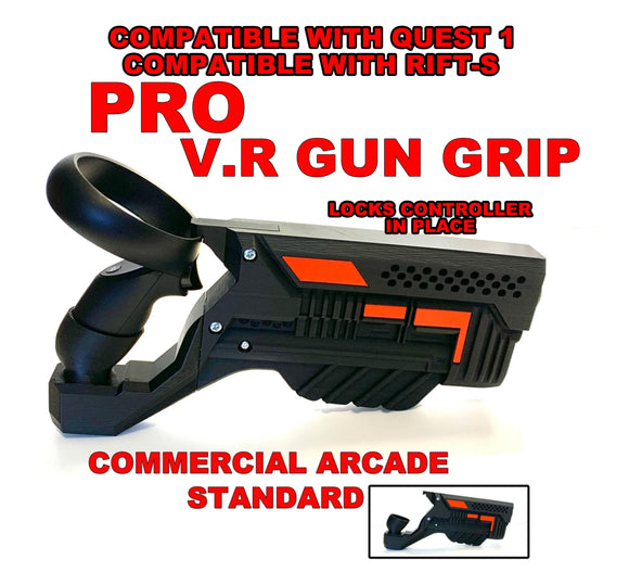 VR Gun Blaster Pistol Grip Pro fits Oculus Quest 1 and Rift S touch controllers only. Commercial quality. One of a kind.