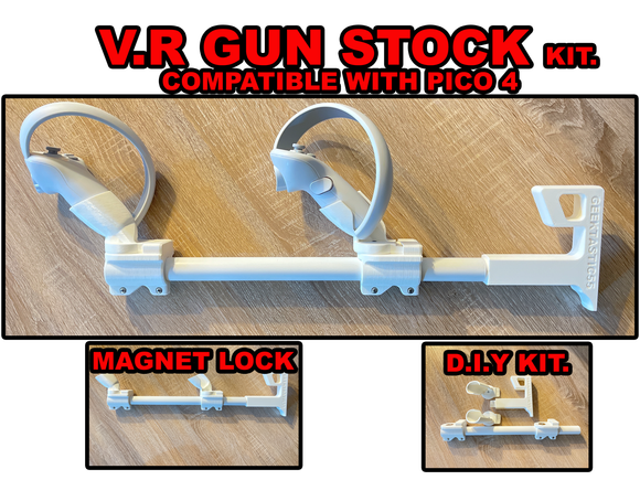 VR Gun Stock fits PICO 4 controllers. FIRST ONE AVAILABLE. Onward Gun Stock.  DIY Kit everything included. PROVEN STOCK NOW WITH PICO 4 CUPS