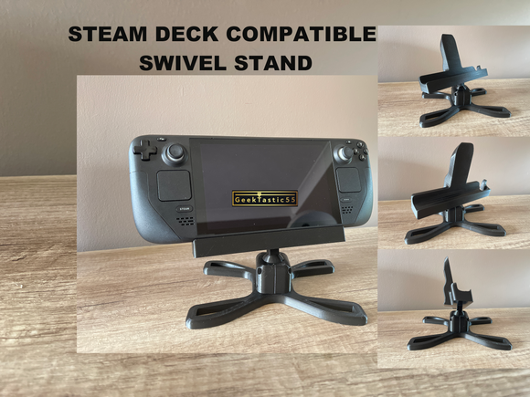 Steam Deck Compatible Pro Swivel Stand / dock. One of a kind. Professional multi angle display stand. Multi angle desk mount or holder.
