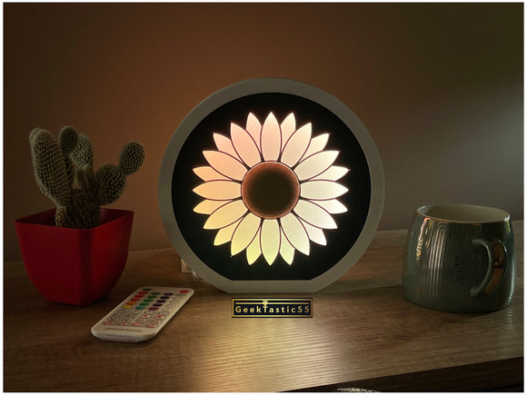 Sunflower Desk Lamp RGB | Sunflower Decor nightlight| Personalised Flower Rainbow table lamp | SUNFLOWERS LED night lamp | Cool office lamp