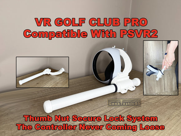 VR Golf club Accessory fits PSVR2, PSVR2 Compatible golf grip, golf handle, VR golf Grip works great in Walkabout mini Golf. Improves Game.