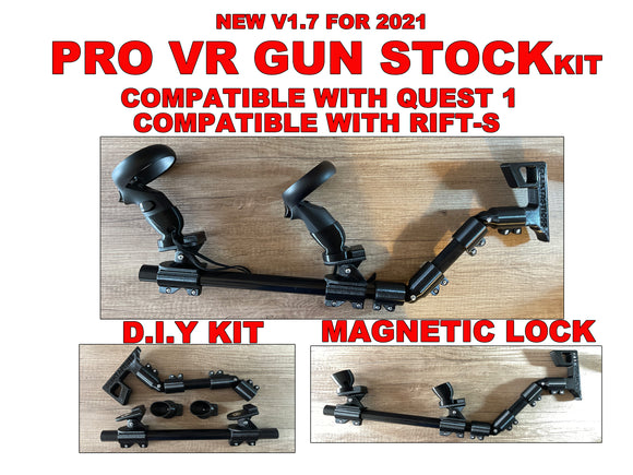 VR Gun Stock PRO fits Oculus Quest 1 and Rift S touch controllers. Pavlov Gun Stock.  DIY Kit everything included. V1.7 New For 2021