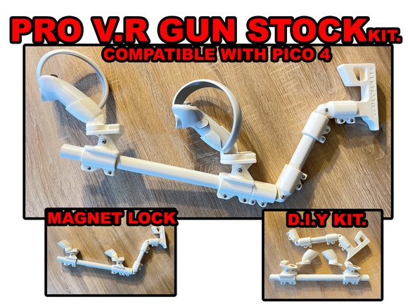 VR Gun Stock PRO fits PICO 4 controllers. FIRST ONE AVAILABLE. Onward Gun Stock.  DIY Kit everything included. PROVEN STOCK NOW WITH PICO 4 CUPS