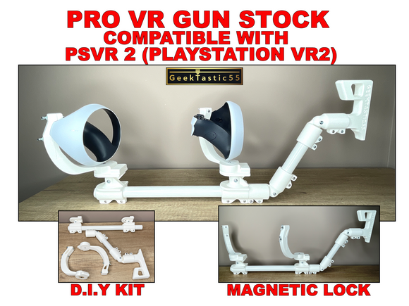 VR Gun Stock PRO fits PSVR2 Controllers. Pavlov compatible Gun Stock.  DIY Kit everything included. Fits playstation vr2 sense controllers.