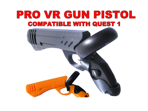 VR Gun Pistol Grip pro fits Oculus Quest 1 and Rift S touch controllers. VR gunstock. Pistol whip compatible.